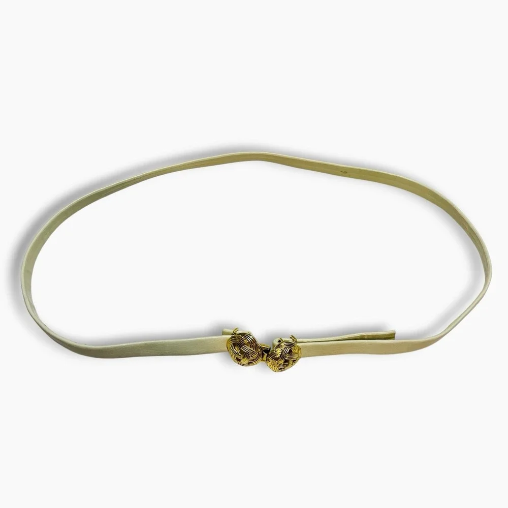 Vintage MIMI Di N Gold Celtic Knot Belt Cream Teal 32-37